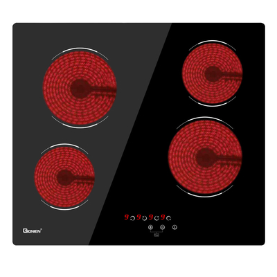 60cm Electric Ceramic Cooktop Burner Built In Black Glass Cooker With 4 Cooking Zones