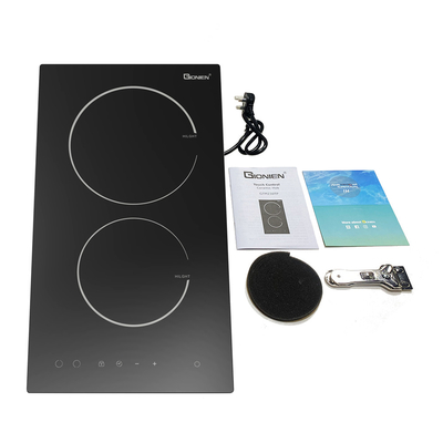 30 Cm Double Ceramic Hob, 2 Rings Glass Ceramic Domino Hob with 2 Zones