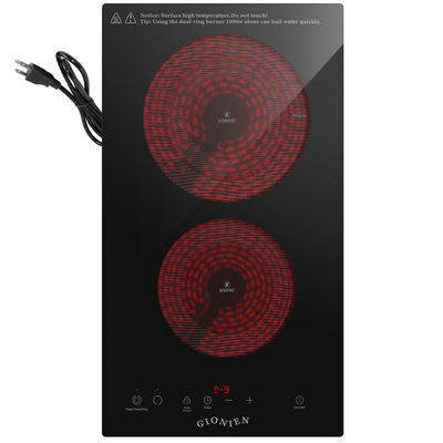 Electric Cooktop 2 Burners 110V~120V 12 '' Electric Stove Top Countertop 1800W